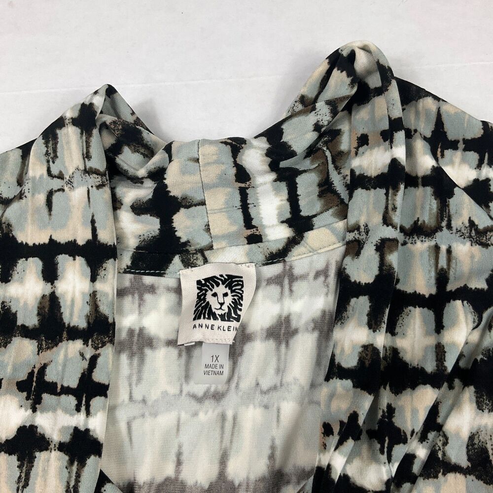 Anne Klein Triple Pleat Top Plus Size 1X Sleeveless Blouse Ikat Work Casual Knit - Picture 5 of 11
